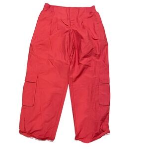 Free People FP Movement Mesmerize Me Cargo Pants Red Women's XS Snap Button NWOT